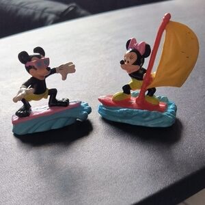 Vintage 1990s Surfing Mickey And Minnie Mouse Figurines
